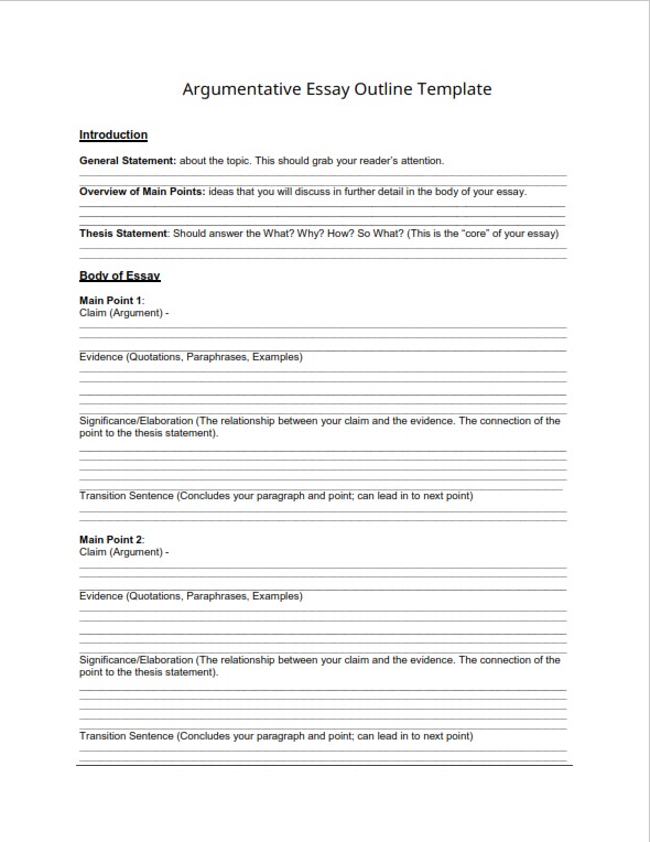 Argumentative Essay Outline Guide, Template, & Examples